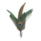 Peacock  Pheasant Feather Hat Pin with Stag Medallion