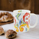 Rosemaling White Design Ceramic Coffee Mug
