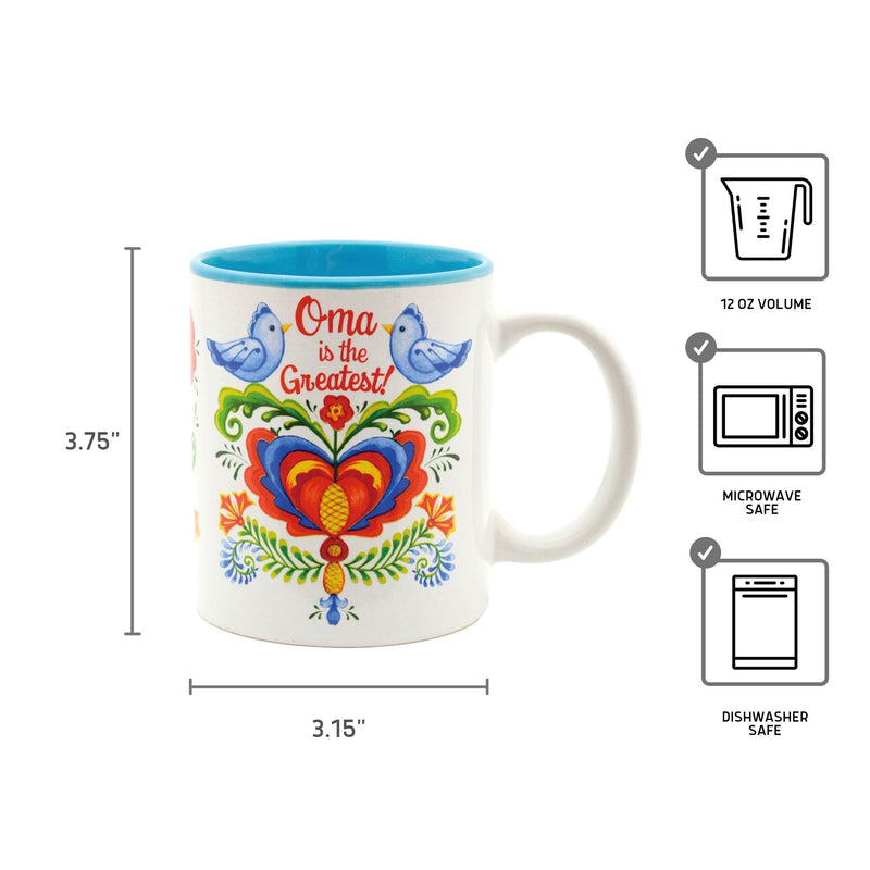 "Oma is the Greatest" Bird Design Ceramic Coffee Mug