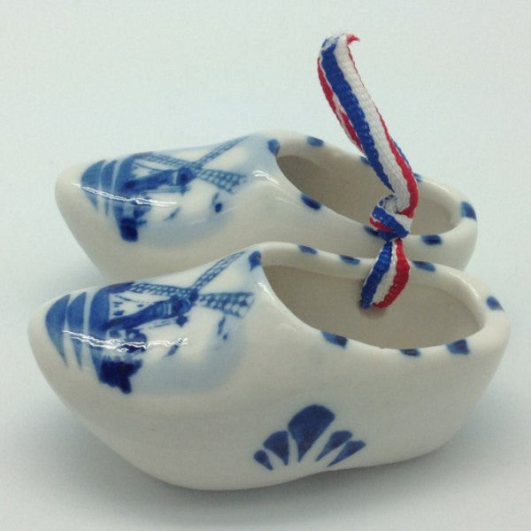 Delft Blue Wooden Shoes Pair with Windmill Design - GermanGiftOutlet.com
 - 2