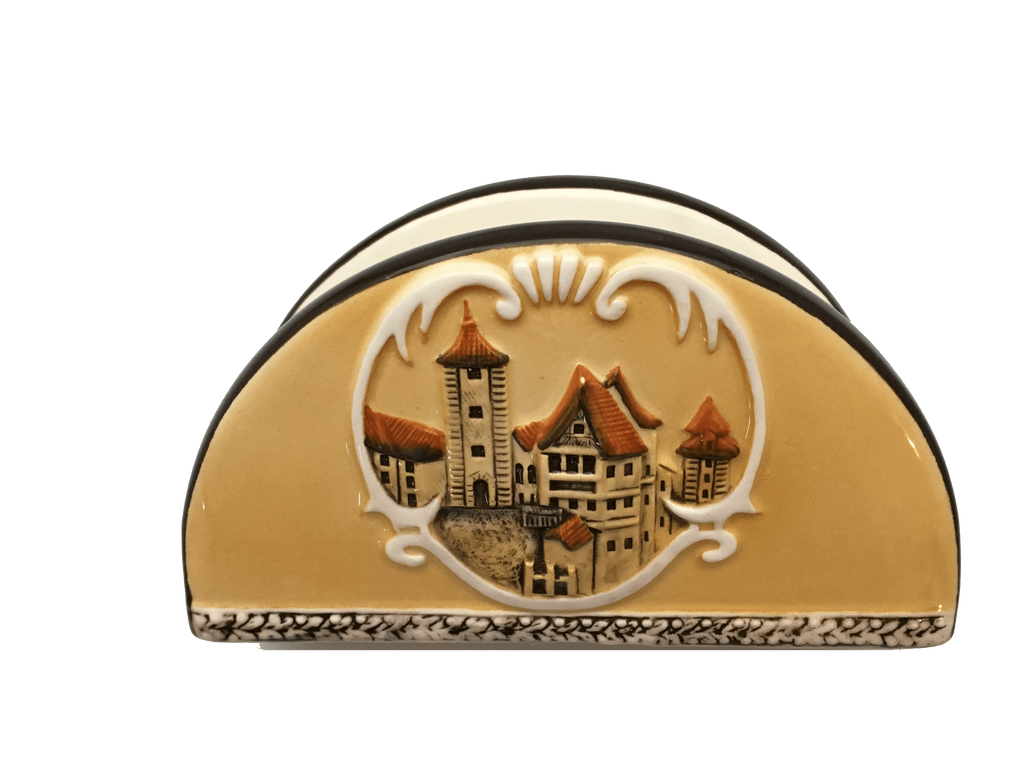German Village Ceramic Spoon Rest - Collectible Kitchen Decor With Hanging Hole