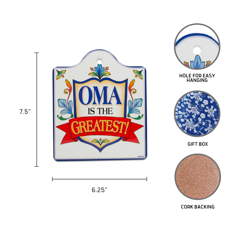 Ceramic Cheeseboard w/ Cork Backing: Oma is the Greatest