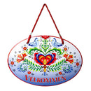 Rosemaling Lovebirds Velkommen Ceramic Door Sign-DT07