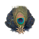 Oktoberfest German Hat Pin Deluxe Peacock & Blue Hat Feathers