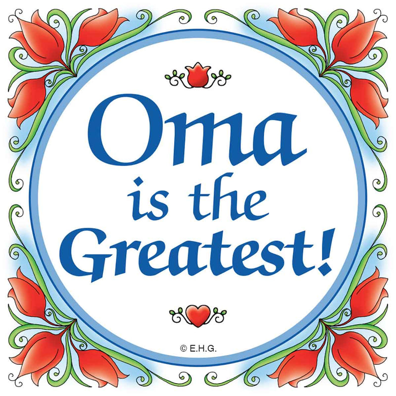 "Oma is the Greatest" Magnet Tile with Birds Design