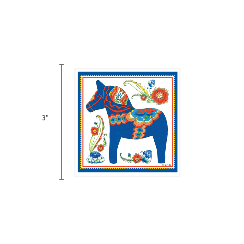 Dala Horse Decorative Magnet Tile (Blue)