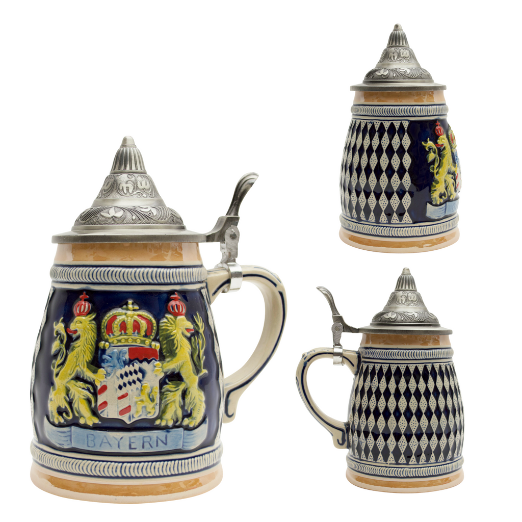 German Landmarks Beer Stein - Traditional 0.75L Engraved Tankard With Metal Lid