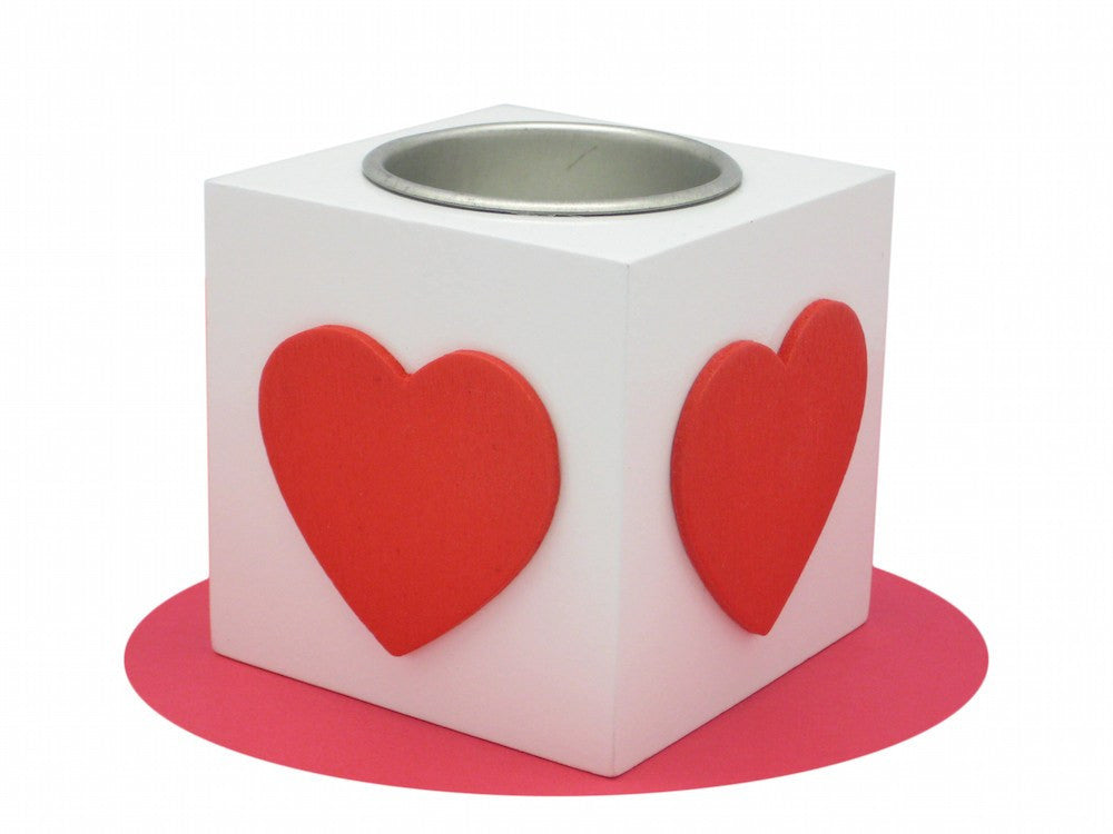 German Gift Idea Square Heart Votive Red