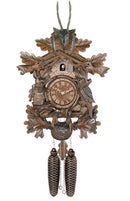 Eight Day Hunter's Cuckoo Clock with Hand-carved Oak Leaves, Animals, Rifles, and Buck-20"Tall - GermanGiftOutlet.com
