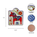 Ceramic Cheeseboard w/ Cork Backing: Red Horse