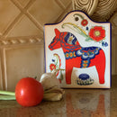 Ceramic Cheeseboard w/ Cork Backing: Red Horse