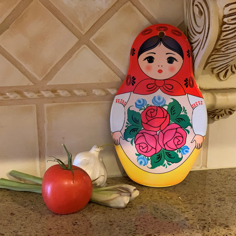 Nesting Doll with Red Scarf Decorative Trivet
