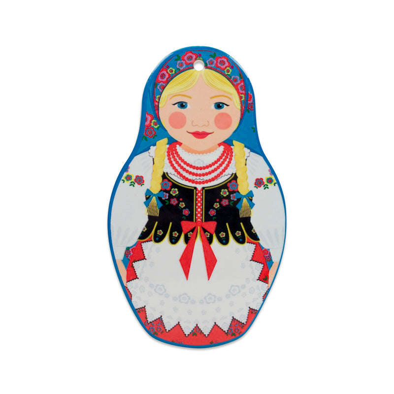 Nesting Doll with Blue Scarf Decorative Trivet