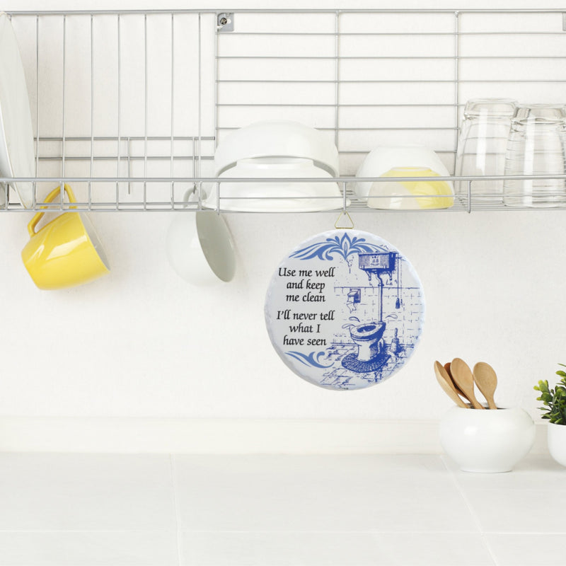 Round Ceramic Plaque: Bathroom