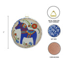 Round Ceramic Plaque: Blue Dala Horse