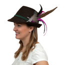 Deluxe German themed Hat Pin w/ Purple & Brown Feathers