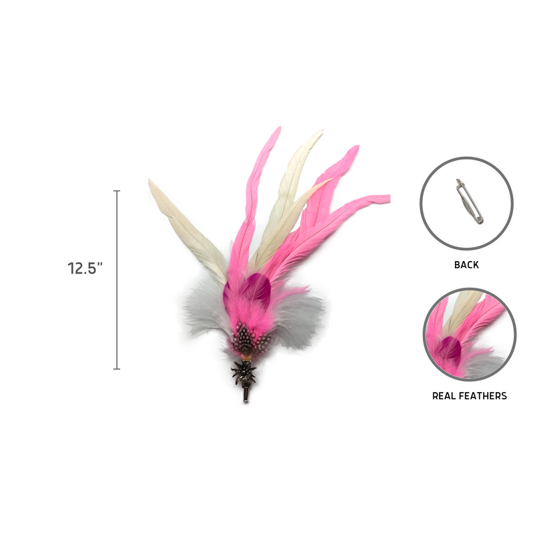 Deluxe German themed Hat Pin with Pink & White Feathers