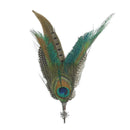 Peacock  Pheasant Feather Hat Pin with Edelweiss Medallion