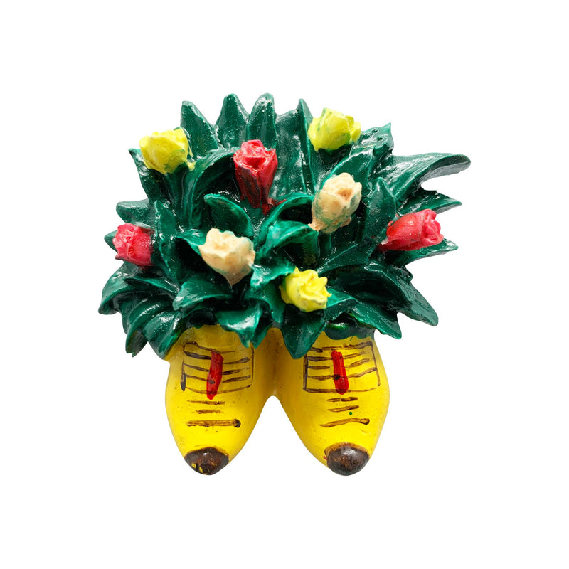 Kitchen Magnet Wooden Shoes with Flowers