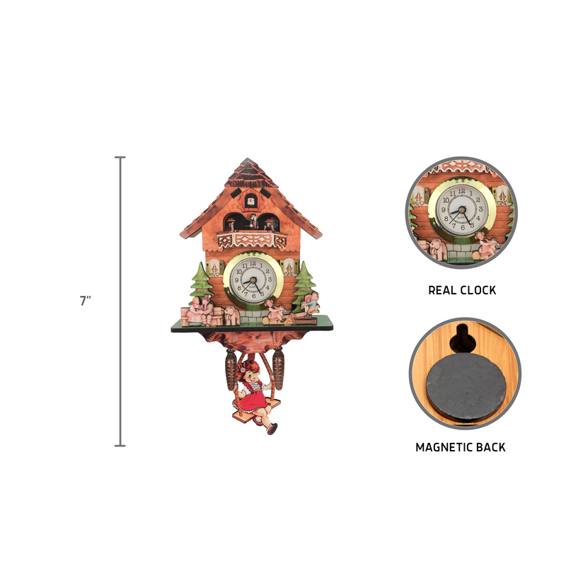 German Kitchen Girl & Dog Functioning Clock Fridge Magnet
