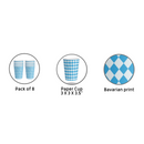 Oktoberfest Party Supplies 3.5" Paper Party Cups 8 Pack with Bavarian Checkered Pattern Decoration