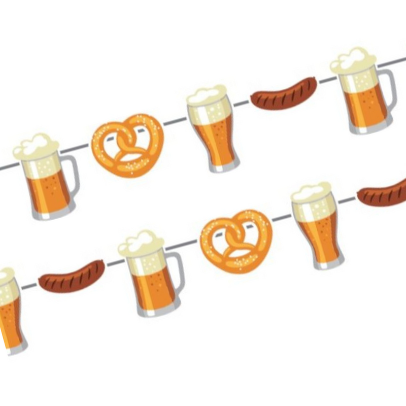 8 Flag Oktoberfest Party Supplies Party String Banner with Paper Beer Steins and Pretzels Decoration