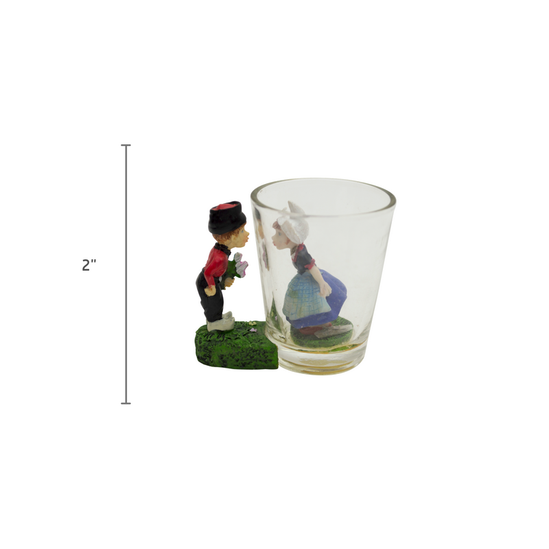 Souvenir Shot Glass: 3 D Dutch Boy & Girl