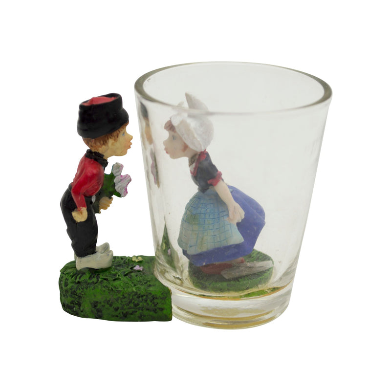 Souvenir Shot Glass: 3 D Dutch Boy & Girl