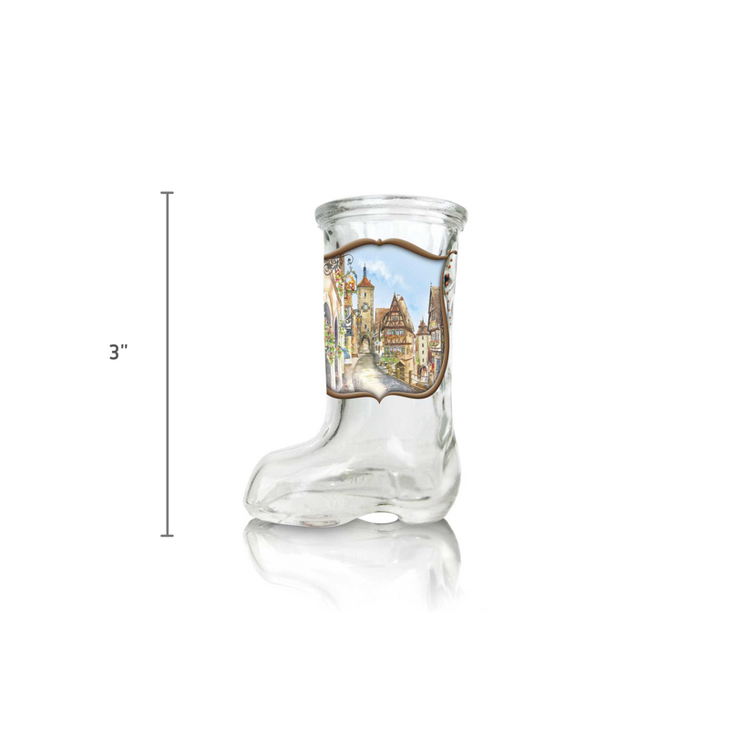 Beer Boot Glass Shot: Rothenburg Village Scene