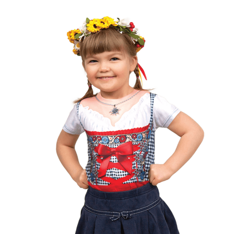 German Costume Youth Dirndl Realistic Faux Shirt