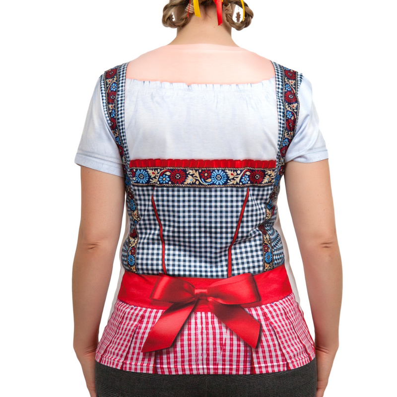 German Costume Dirndl Realistic Faux Red Shirt