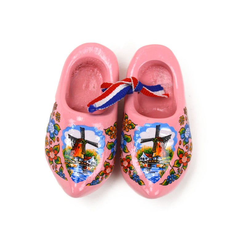 Pink Windmill Wooden Doll Shoes