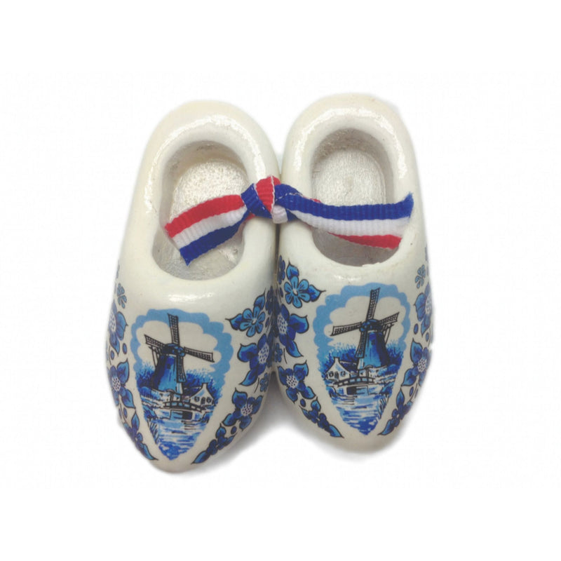 Wooden Shoe Clogs Dutch Landscape Design Blue and White (3.25")