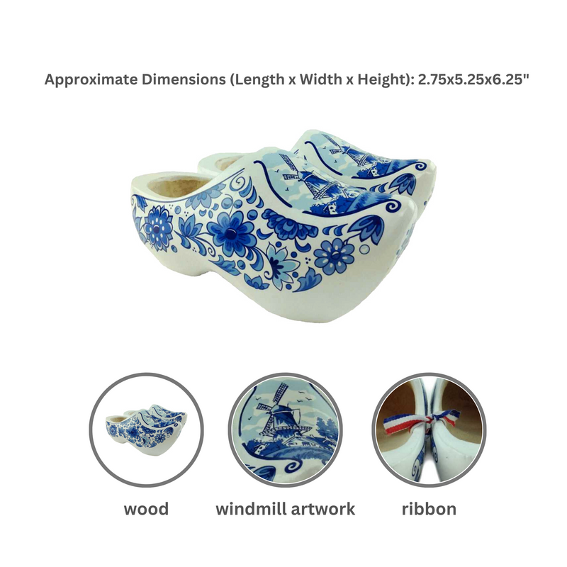 Decorative Wooden Shoe w/ Dutch Landscape Design Blue & White