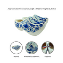 Wooden Shoe Clogs Dutch Windmill Blue & White Design-7"