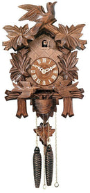 One Day Cuckoo Clock with Carved Maple Leaves & Moving Birds-13" Tall - GermanGiftOutlet.com
 - 1
