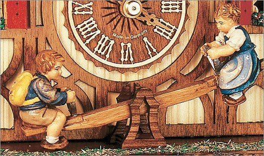 Schneider Black Forest 17" Musical Children on Teeter-totter Eight Day Movement German Cuckoo Clock - GermanGiftOutlet.com
 - 2