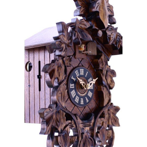 One Day Hand-carved Cuckoo Clock with Intricate Leaves and Vines - 14 Inches Tall - GermanGiftOutlet.com
 - 2