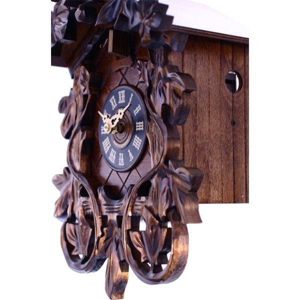 One Day Hand-carved Cuckoo Clock with Intricate Leaves and Vines - 14 Inches Tall - GermanGiftOutlet.com
 - 3