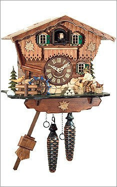 Black Forest Chalet German Cuckoo Clock with Wood Chopper - GermanGiftOutlet.com
