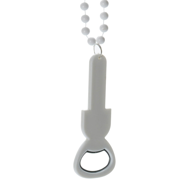 White Oktoberfest Themed Party Beads With Bottle Opener - GermanGiftOutlet.com
 - 2