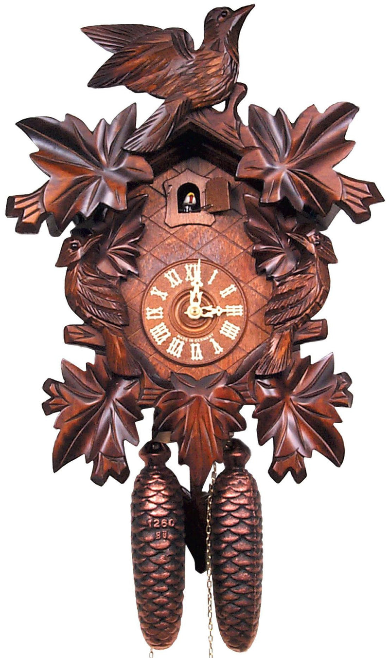 Black Forest 8-Day German Cuckoo Clock with Leaf Detail - GermanGiftOutlet.com

