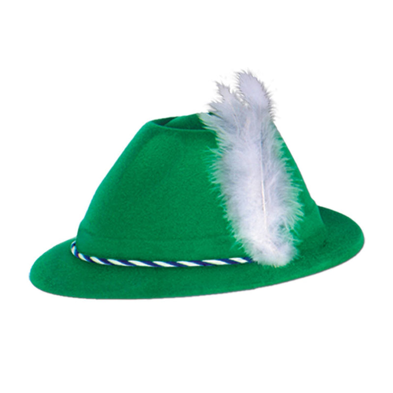 Oktoberfest Costume Green Velour Tyrolean Hat - GermanGiftOutlet.com
