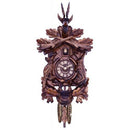 Hunter's Cuckoo Clock With Hand-Carved Oak Leaves, Bunny, Bird, And Crossed Rifles, And Buck - 16 Inches Tall - GermanGiftOutlet.com
 - 1