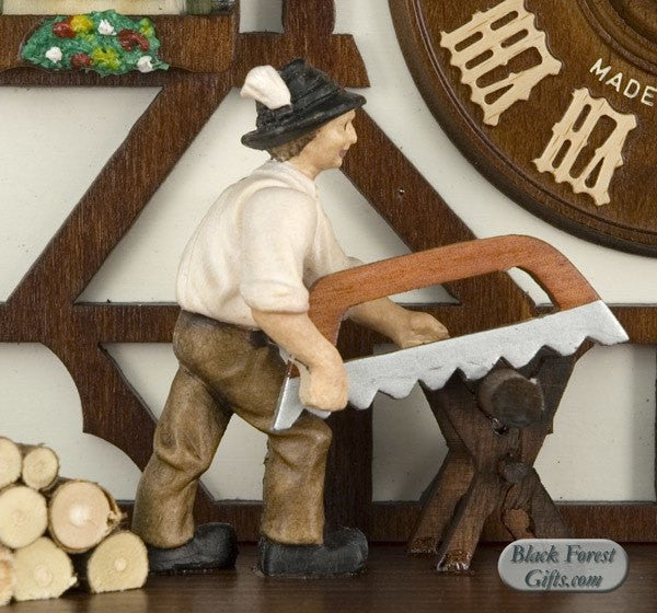 15" Musical Sawyer and Wood Chopper Eight Day German Cuckoo Clock - GermanGiftOutlet.com