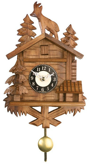 Quartz Novelty Clock - Chalet with Billy Goat on Roof - 8 Inches Tall - GermanGiftOutlet.com
