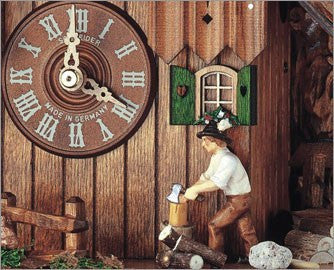 Schneider 12" Black Forest Wood Chopper Eight Day Movement German Cuckoo Clock - GermanGiftOutlet.com
 - 3