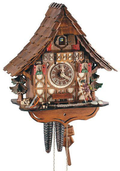 Schneider 12" Black Forest Moving Wanderer Eight Day Movement German Cuckoo Clock - GermanGiftOutlet.com
