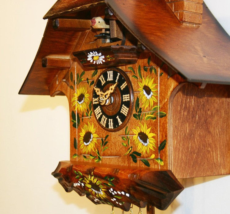 River City Clocks 9" Quartz German Cuckoo Clock with Painted Chalet - GermanGiftOutlet.com
 - 4