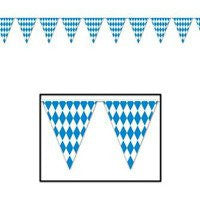 Oktoberfest Bavarian Flag Pennant Banner 11 Inches by 12 Feet - GermanGiftOutlet.com
